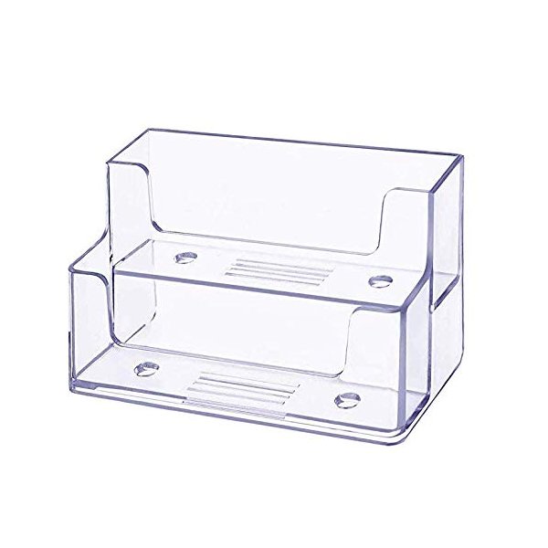 DNHCLL 1 Pack Clear Business Card Holder 2 Tiers Plastic Card Stand Organizer Card Holder Display for Home Office, Desktop, and Counter, 120 Cards Capacity