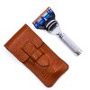 Parker Safety Razor, 5 Blade Gillette Fusion Compatible Travel Razor with Luxurious Saddle Leather Case