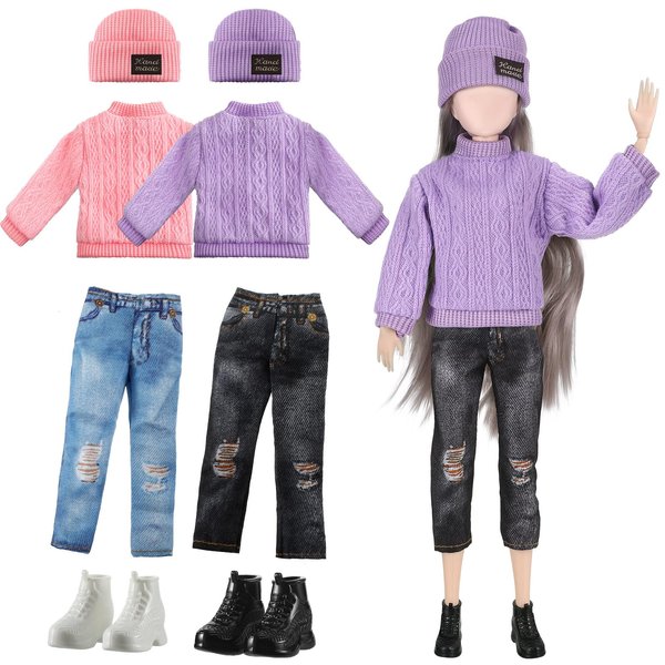 Bencailor 8 Pcs Winter Doll Clothes Christmas Elf Doll Accessories 12 Inch Include Doll Sweater Dolls Pants Shoes Hat(Vivid)
