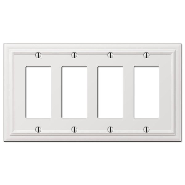 Amerelle 94R4W Continental Wallplate, 4 Rocker, Cast Metal, White, 1-Pack