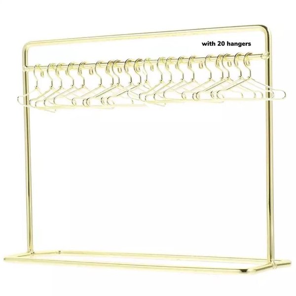 Eledoll 1:6 Dollhouse Furniture Clothes Hanger Clothing Rack Golden Metal Stand Wardrobe 1/6 with 20 Hangers for The 12" Fashion Doll (A)