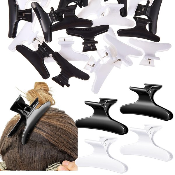 Pangda 24 Pieces Butterfly Clamps Non-slip Chic Styling Claw Hair Clips for Women and Girls (Black and White)