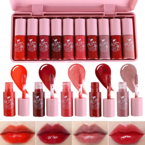 10 Colors Lip Stain Long Lasting Waterproof, Tinted Cheek & Lip Stain, Korean Lip Tint, tinta para labios, Mini Liquid Lipstick Set