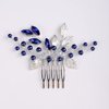 YERTTER Wedding Crystal Leaf Bridal Hair Comb Clip Pearl Wedding Hair Accessories for Bride Bridesmaid Flower Girls (Blue)