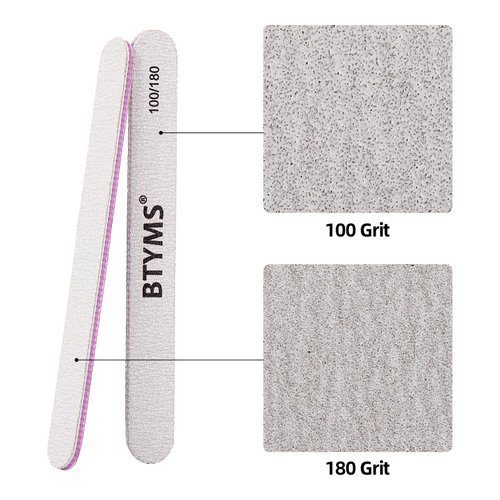 100 Pieces Nail Files 100/180 Grit Double Sided Emery Board Reusable Buffering Files for Natural Nails and Acrylic Nails