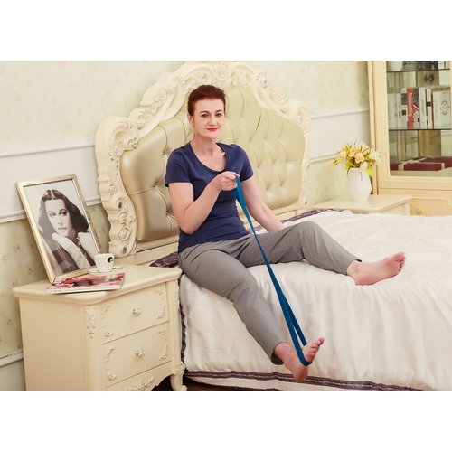 ObboMed® MN-4000N Leg Lifter Strap for Adults, Elderly, Disabled, and Handicapped, Aluminum Rod Shaft, Blue, 32”/81cm, 1pc