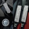 Valleycomfy Leather Seat Belt Shoulder Pads with Bling Rhinestones Car Bling Seat Belt Covers for Women, Crystal Handbrake Cover, Bling Ring Set Bling Car Accessories 4 Pack Set Universal