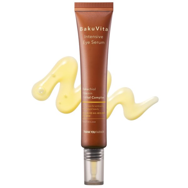 THANKYOU FARMER BakuVita Intensive Eye Serum - Retinol Alternative Bakuchiol, Vitamin C Eye Cream, Vitamin E, Korean Eye Cream for Fine Lines 1.05 Fl oz (30ml)