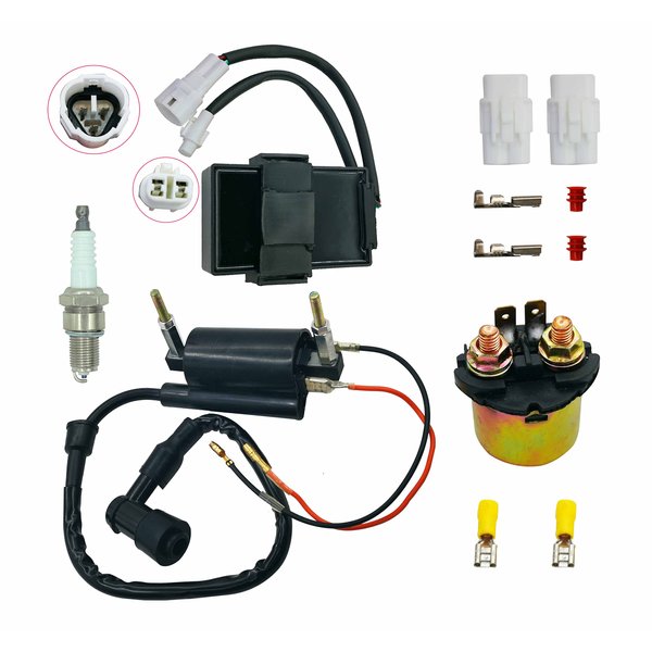 Ignition CDI Box&Ignition Coil&Starter Solenoid Relay Replacement for Kawasaki Bayou 300 KLF300 1989-2004