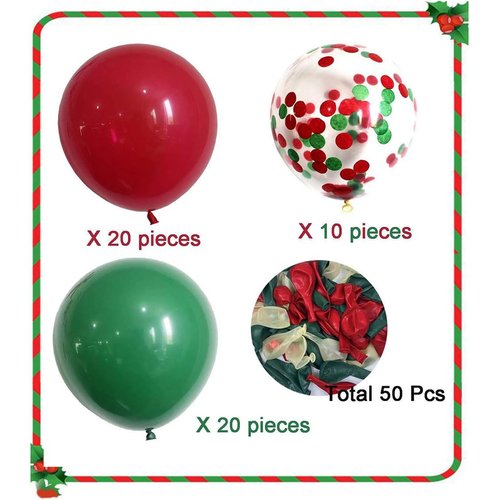 50 PCS Christmas Balloons, Confetti Latex Balloons, 12 Inch Christmas Party Balloons for Party Birthday Decoration Supplies (50 PCS)