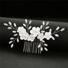 CASOLVX Wedding Pearl Hair Comb Handmade Flower Side Comb Delicate Bridal Hair Accessories for Brides and Bridesmaids with Wedding Party and Dinner