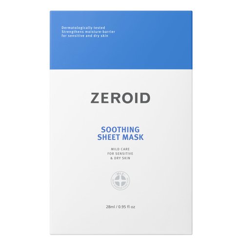 ZEROID Soothing Sheet Mask Mild Care for Sensitive and Dry Skin with 28 ml of serum in each mask (5 masks)