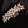 Teyglen Simple Full Rhinestones Bride Wedding Hair Comb Crystal Hair Pieces Luxurious Hair Accessories for Bride Bridal Side Hair Combs for Women Bride Girls (Rose Gold)