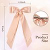 Unbednigt 6PCS Silky Satin Hair Bows, Bow Hair Clips with Long Tail, Hair Ribbon Ponytail Holder Accessories, Alligator Metal Clips Hair Bows for Women Girls Teens Kids Gifts, Neutral Color