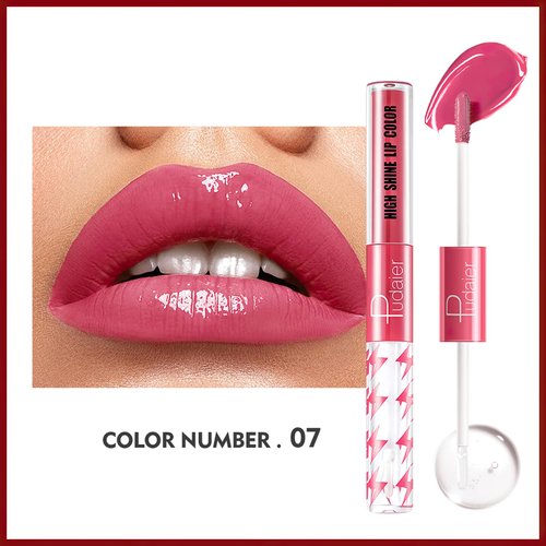MIELIKKI Liquid Lipstick with Clear Lip Gloss, Dual Ended Lip Gloss, Moisturizing Lip Oil, High Pigmented Shine, Long Lasting, Lightweight, Non-Sticky, 07