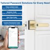 BIWIBON Fingerprint Door Lock, 5 in 1 Finger Print Door Knob with Smart APP/Fingerprint/IC Cards/Password/Backup Keys, Smart Door Knob with Keypad for Bedroom, Office, Apartment, Gold