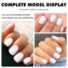 LuckForever Short Press on Nails 240pc Glossy White Press on Nails Short Square Round Fake Nails Full Cover 10 Sheets Nail Adhesive Tabs,Small Wooden Sticks and Nail Files False Nails for Women