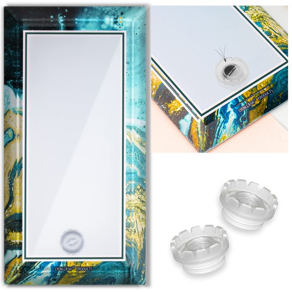 Lyon Lash Glass Lash Tile & 200pcs lash fan cups for Eyelash Extensions | Reusable Lashes Palette 3.2"x6.3"x0.4" for Classic & Volume Lashing | Eyelash Extension Supplies