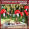 28 Pcs Mushroom Decorations Hanging Swirls Foil Balloons Mushroom Party Supplies Forest Plant Theme Balloon Wonderland Party Foil Swirls Wall Decor for Wedding Birthday Forest Plant Party
