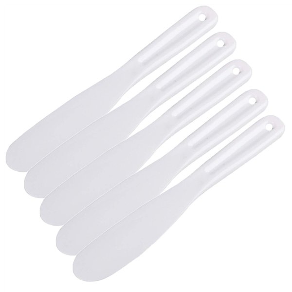 LARATH 5 Pieces Cosmetic Mask Mixing Spoon Spatulas Facial Cream Skin Care Brushes Applicator Face Beauty Scoop Stirring Stick DIY Makeup Tools for Women Girls, White