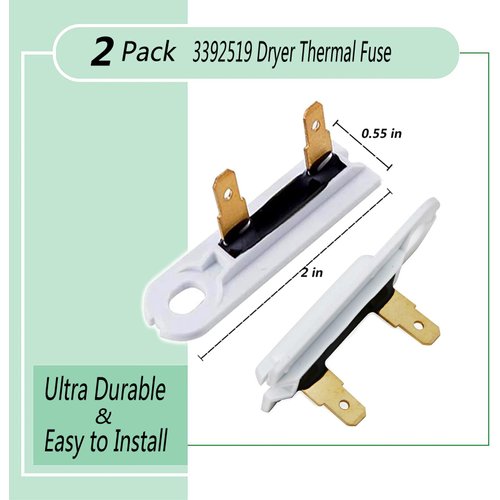 3392519 Dryer Thermal Fuse(2 Pack),Replacement Part for Whirl-pool & KM Dryers,Replaces Part # WP3392519 AP6008325 3388651 694511,Easy to Replace