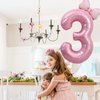 Pink 6 Balloon 40 Inch,Giant Number Balloon Mini Bow Balloon Set for Girl 6th Birthday Party Decorations,Six Years Old Birthday Pink Theme Party Decorations,Pink Foil Mylar Birthday Digital Balloon