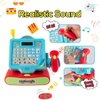BRINJOY Cash Register for Kids with Scanner, Pretend Play Calculator Supermarket Toys w/Basket, Play Money, Credit Card, Play Drinks, Toddler Toy Register w/Microphone & Sound for Girls & Boys Ages 3+