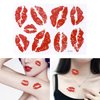 Uonlytech 6Pcs Red Lips Tattoo Stickers, Small Temporary Kiss Stickers Water- proof Body Art Tattoo Stickers for Women Girls Kids Decorations Tattoo
