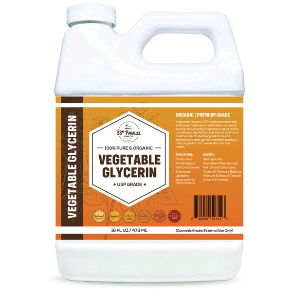 Organic Vegetable Glycerin USP (16 oz) Grade Liquid Natural, Non-GMO | Cosmetics, Skin, Hair Care, Soap Making, DIY Beauty | Excellent Humectant Qualities, Amazing Skin & Hair Benefits | 16 FL OZ