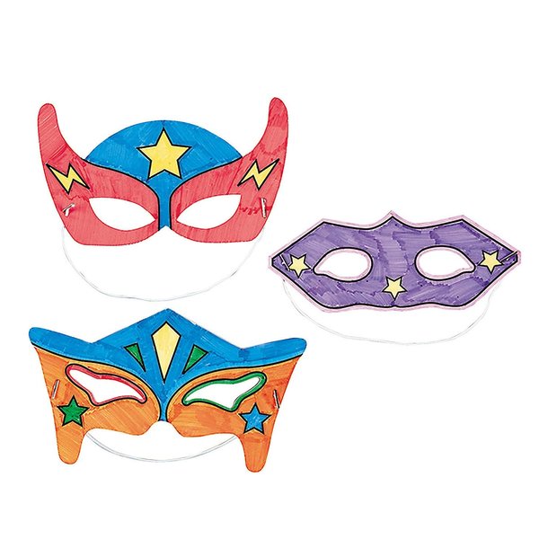 DIY Superhero Mask Craft Kits - Makes 12 - Color Your Own Crafts for Kids and Fun Party Activities