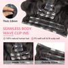 FBLhair 24 inch Seamless Body Wave Clip in Extensions Real Human Hair Extensions Clip Ins 110g 7pcs Seamless Clip in Hair Extensions Real Human Hair Thick Body Wavy Pu Clip Invisible #1B Natural Black