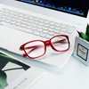 VisionGlobal Blue Light Blocking Glasses for Women, Anti Eyestrain, Computer Reading, TV Glasses, Stylish Square Frame, Anti Glare(Red,+4.00 Magnification)