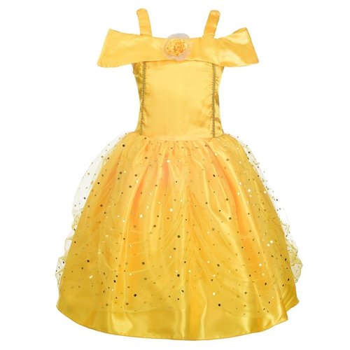 Dressy Daisy Toddler Girls Princess Dress Up Costume Gold Yellow Ball Gown Fancy Halloween Xmas Birthday Party Carnival Size 4T to 5T