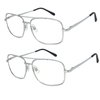 V.W.E. 2 Pairs Metal Frame Aviator No Line Progressive Clear Lens Spring Hinge Reading Glasses (Silver, 3.00)