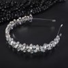 Teyglen Rhinestone Wedding Headband Silver Crystal Headpiece Bridal Headband Rhinestone Hair Band Hoop Wedding Party Hair Accessories for Women Girls (Silver)