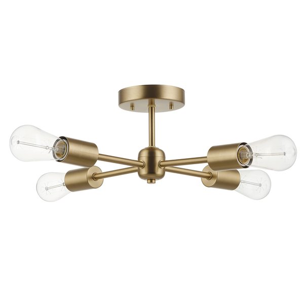 Globe Electric 4-Light Matte Brass Flush Mount Dining Light Fixture, E26 Bulb, Ceiling Bedroom Light, Bulb Not Included