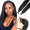 Y WIGS 40 Pieces Yaki Straight Tape In Hair Extensions Real Human Hair Remy Tape In Extensions 80g 14" NC(Natural Brown)