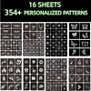 354pcs Temporary Tattoo Stencils, 16 Sheets Tattoo Stencil Kit for Women Girls and Kids, Reusable Face and Body Paint Stencils Kit for Birthdays Halloween Christmas Party Favor Supplies