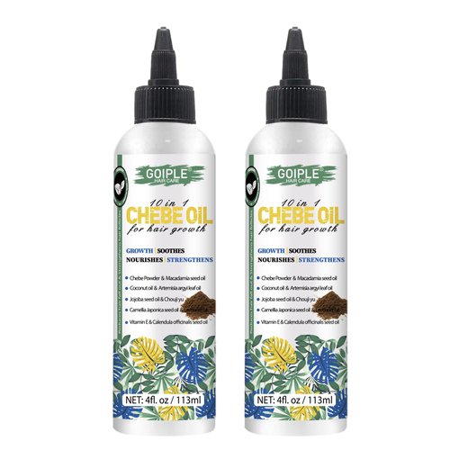 Natural Chebe Hair Oil for Hair Growth Chebe Oil Moisturizer for Scalp, African Chebe Powder for Hair Growth Stronger, Thicker, Longer Hair, 10 in 1 Chebe Hair Growth Oil for All Hair Types(2pcs)