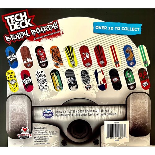 Tech Deck Bendy Boards Collectible Mini Skateboard Erasers, Rubberized Fingerboards (Set 1)