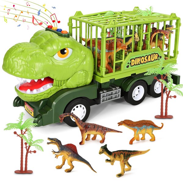 Dinosaur Truck Toys for Kids 2-4 5 Years Old Boys, [2024] Monster Truck Toys with Dinosaur Figures and Trees, Capture Jurassic Tyrannosaurus Play Set, Dinosaur Toys for 2 3-5 4-6 Boys and Girls Gifts