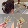 S SNUOY Butterfly Claw Clips Rhinestone Hair Clips for Thick Hair Medium Shark Hair Clip for Women-Gold/Black Color