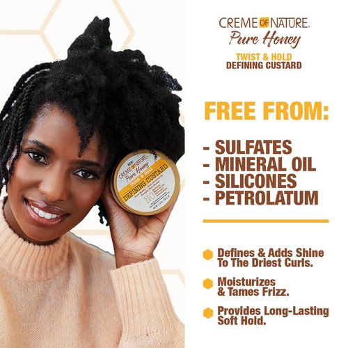 Creme of Nature Defining Custard, Pure Honey, Coconut Oil and Shea Butter Formula, Twist & Hold, 11.5 Oz