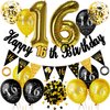 30th Birthday Party Decorations for Men Women Black and Gold, Black Gold Happy Birthday Banner Sign 30th Happy Birthday Balloons for 30th Anniversary Birthday Party Supplies Outdoor Indoor Décor