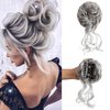 Claw Clip Messy Bun Hair Piece Tousled Updo Hair Buns Extension Elastic Hair Band Hair Pieces Curly Hair Bun Scrunchie For Women (Silver Grey)
