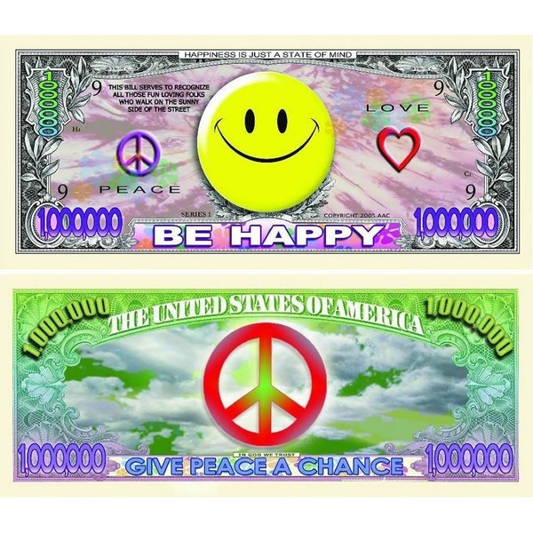 Be Happy (Smiley Face) Million Dollar Bill with Bonus “Thanks a Million” Gift Card Set and Clear Protector