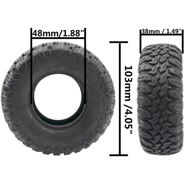 ShareGoo 1.9 inch RC Crawler Tires Rubber Mud Tires OD 103mm Compatible with Axial SCX10 90046 AXI03007 Tamiya CC01 D90 1/10 RC Crawler 1.9'' Beadlock Wheel Rims