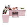 SXFSE Dollhouse Decoration Accessories,1:12 Dollhouse Miniature Furniture Wooden Kitchen Cabinet Set Freely Combined (Pink)