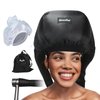 Adjustable Hair Drying Hoods， Net Plopping Cap with Drawstring for Drying Curly Hair， Plopping Cap Curly Hair with Drawstring，Double tube hair dryer cap（2-piece set）