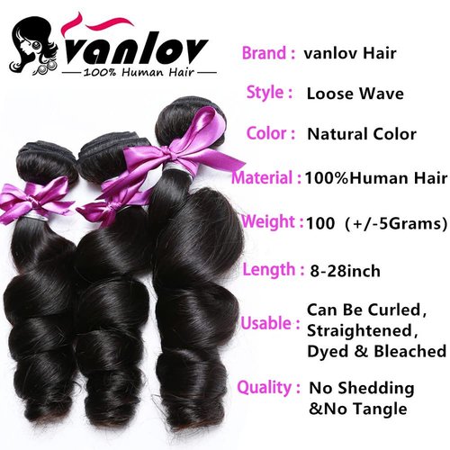 10A Brazilian Virgin Hair Loose Wave 4 Bundles 100% Unprocessed Wet And Wavy Human Hair Bundles Weave Wefts Weaving Remy Hair Extensions Natural Color Double Weft for Women 20 22 24 26 inch